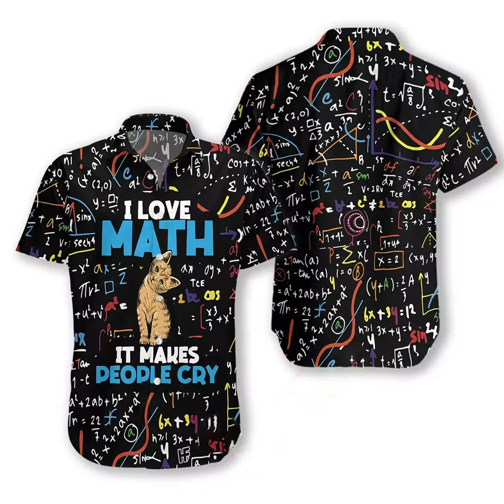 Cat I Love Math Hawaiian shirts