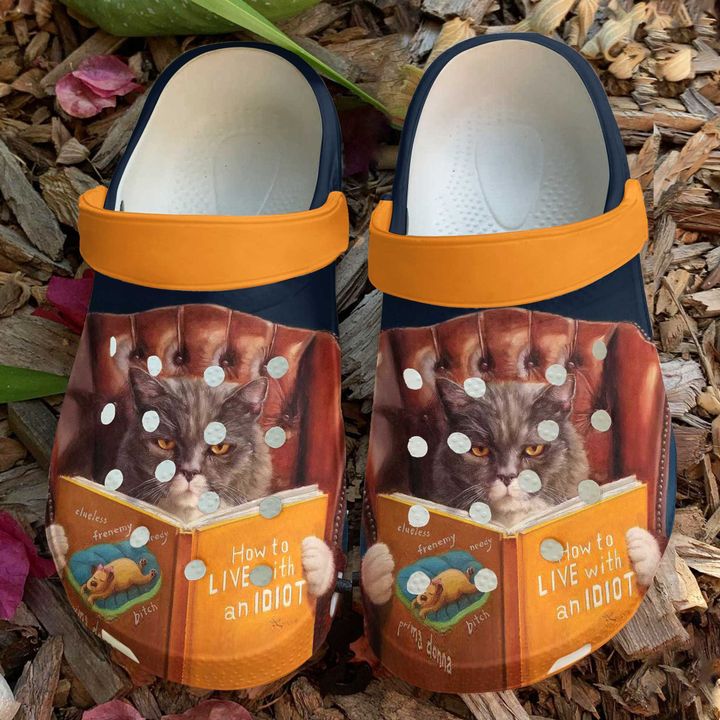 Cat Reading Crocs Clog Shoes
