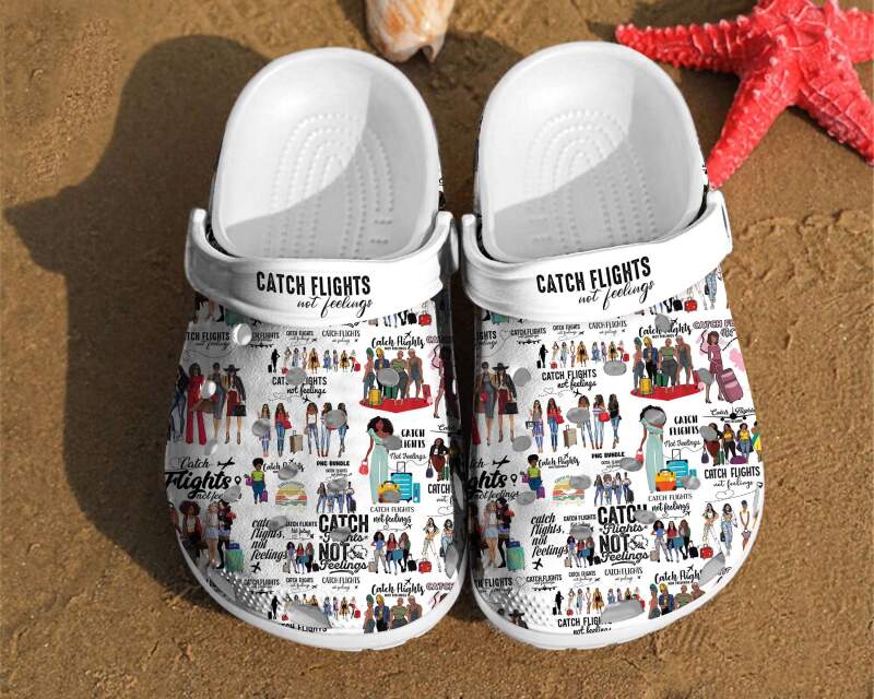 Catch Flights Black Girls Friends Birthday Gift Classic Pattern Crocs Clog Shoes