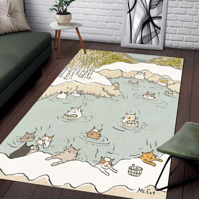 Cats With Onsen Rectangle Limited Edition Rug 2 Cats With Onsen Rectangle Limited Edition Rug