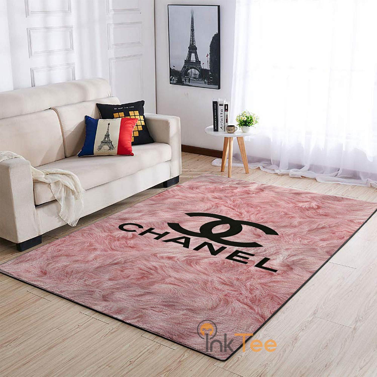 Chanel Pink Fur Carpet Area Rug