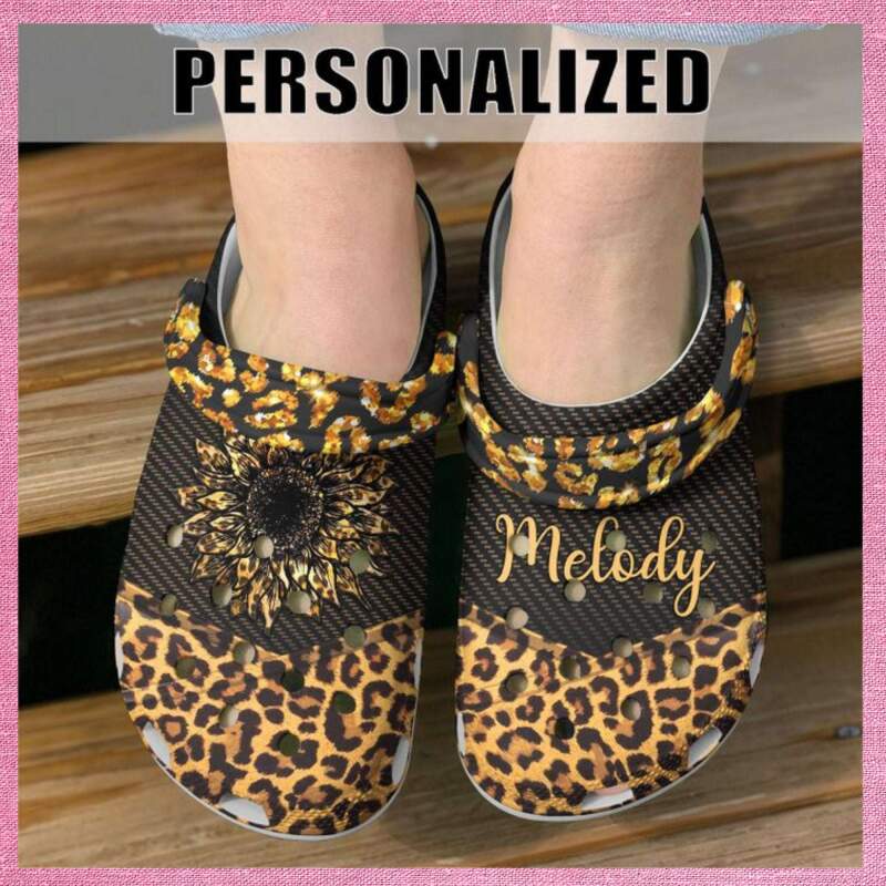 Cheetah Personalized Sunflower Crocs Clog Shoes