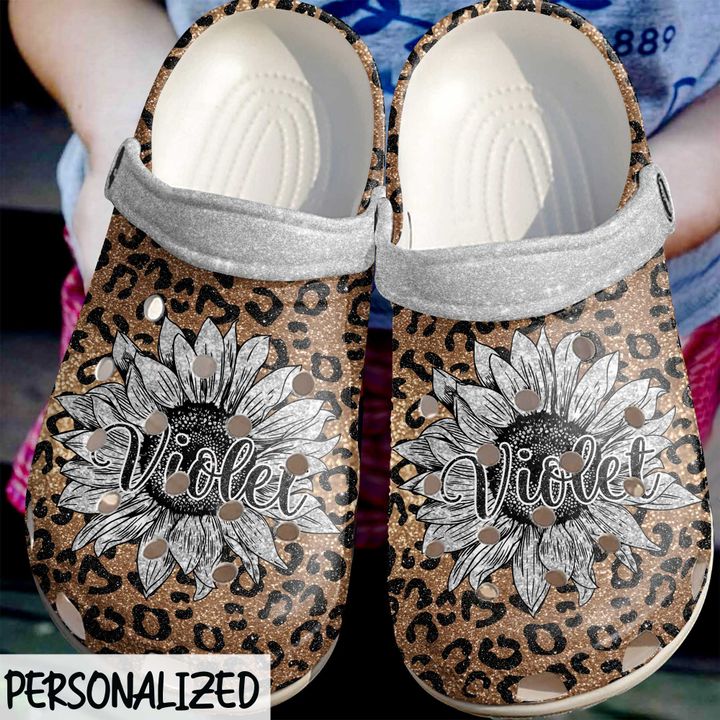 Cheetah Personalized Sunflower Crocs Clog Shoes