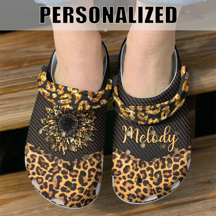 Cheetah Personalized Sunflower Crocs Clog Shoes