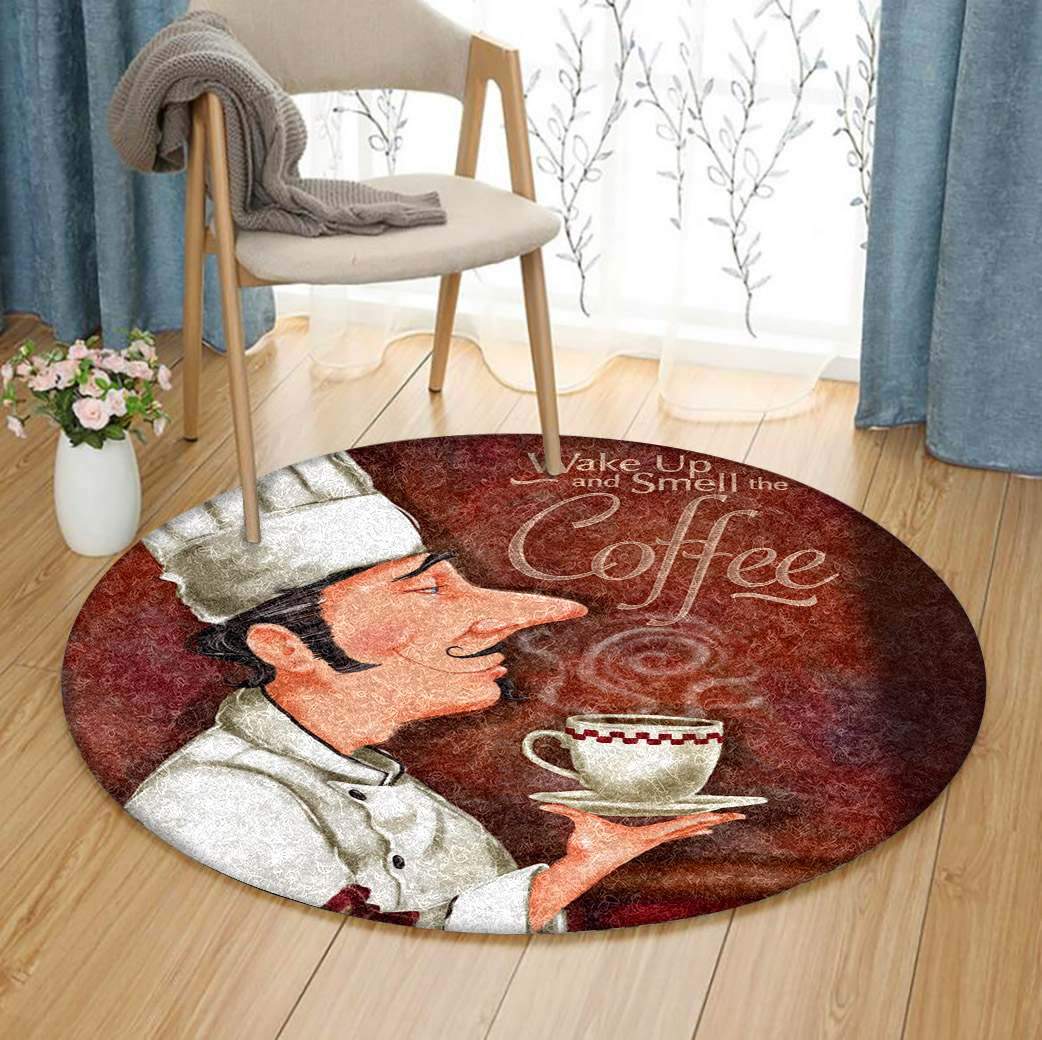 Chef Smell The Coffee Limited Edition Round Rug 1 Chef Smell The Coffee Limited Edition Round Rug
