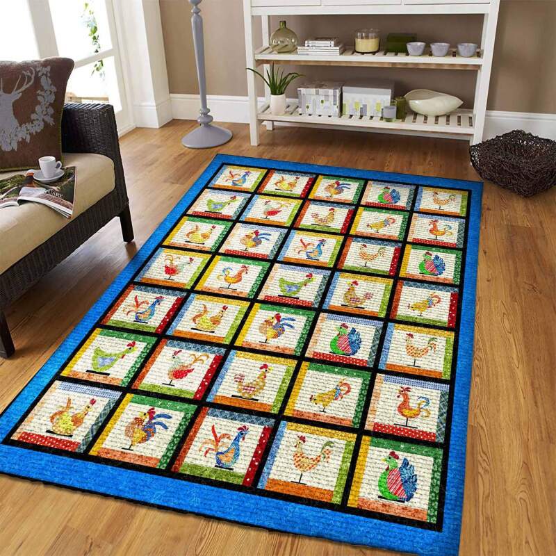 Whimsical Chicken Quilts Pattern Limited Edition Rug