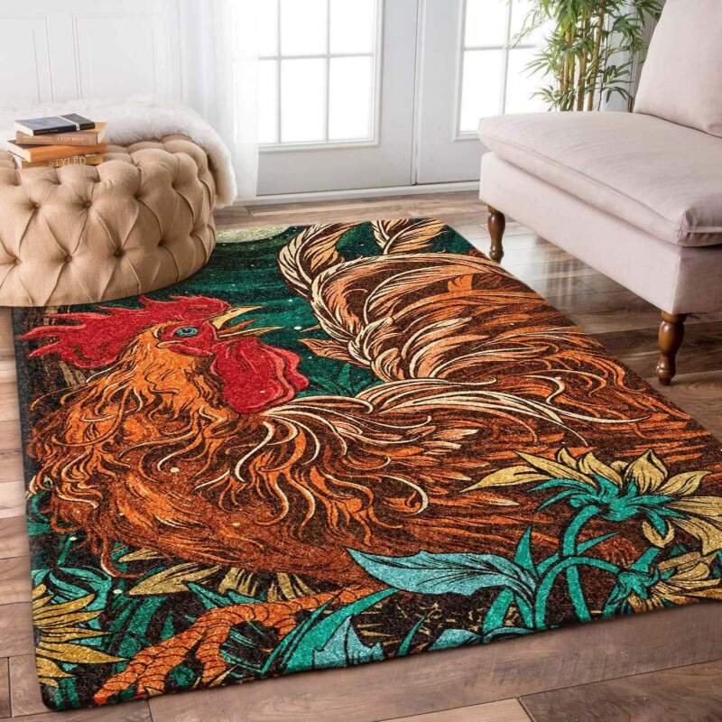 Colorful Rooster In The Garden Limited Edition Rug