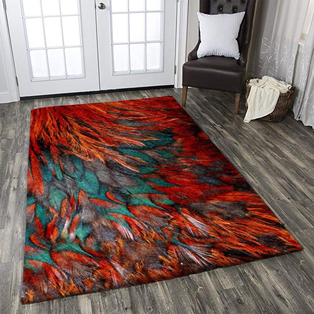 Rooster Chicken Feather Pattern Limited Edition Rug