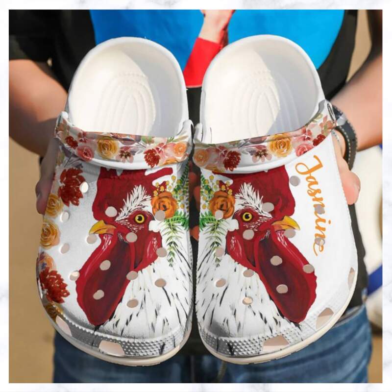 Chicken Personalized Floral Crocs Clog Shoes