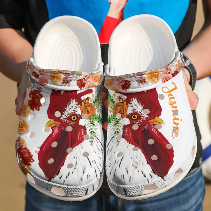 Chicken Personalized Floral Crocs Clog Shoes
