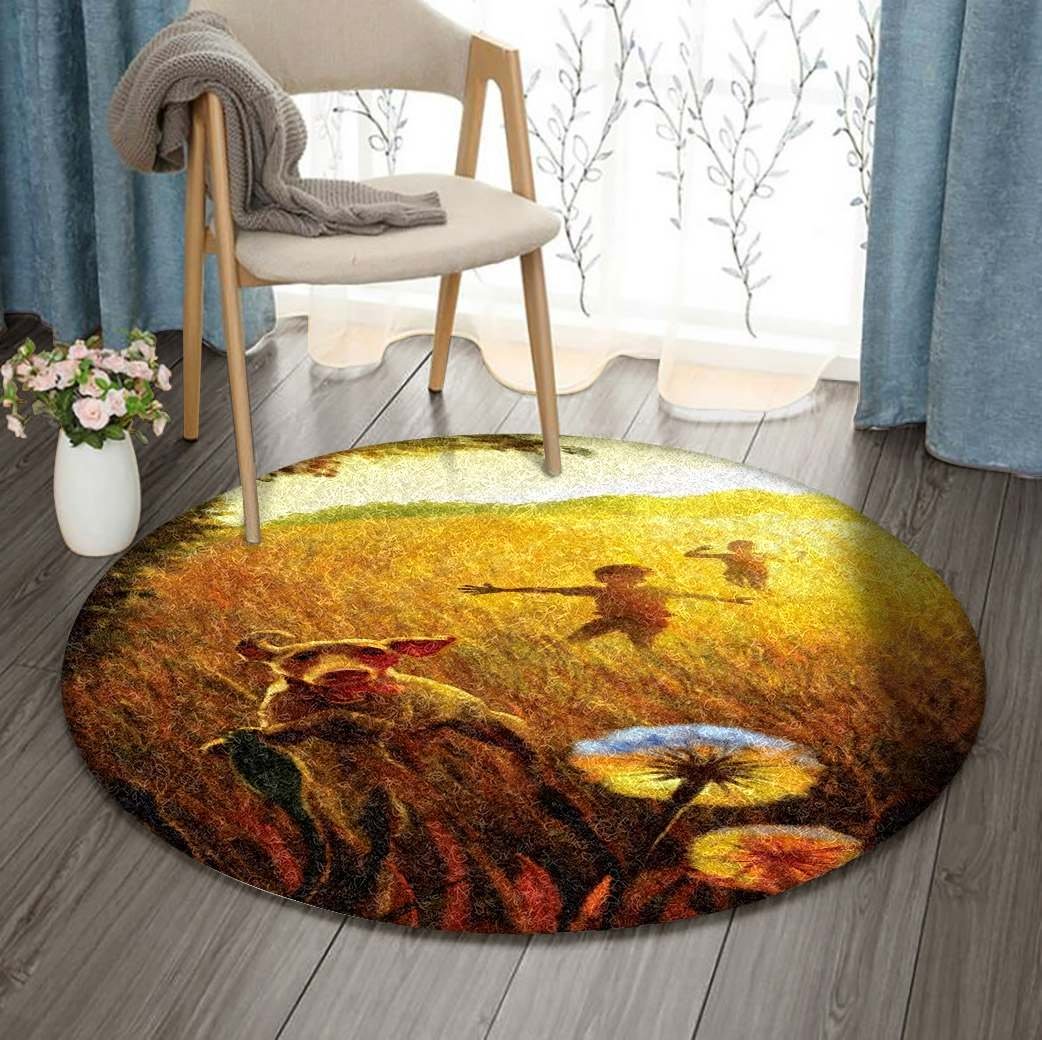 Children Dog Field Limited Edition Round Rug