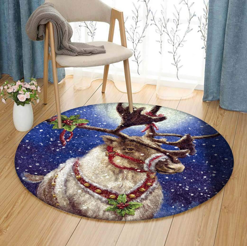 Christmas Deer Limited Edition Round Rug
