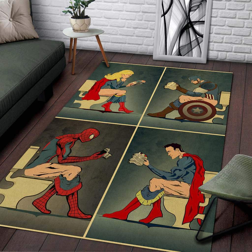 Christmas Gift Super Hero In Bathroom 002   Area Limited Edition Rug