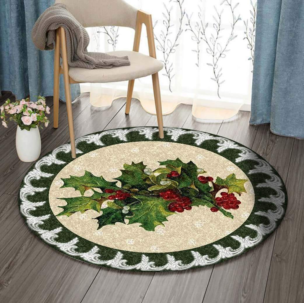 Christmas Holly Ilex Limited Edition Round Rug