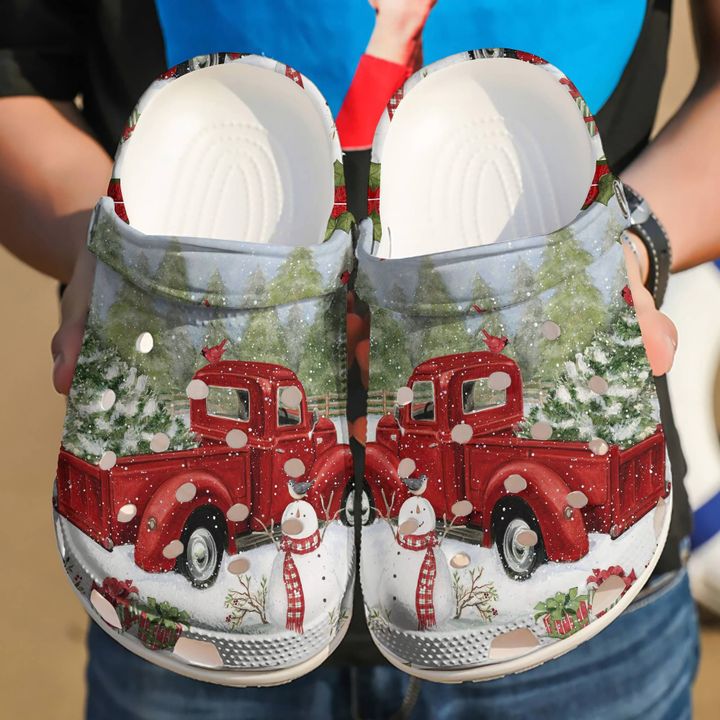 Christmas Red Truck Crocs Clog Shoes