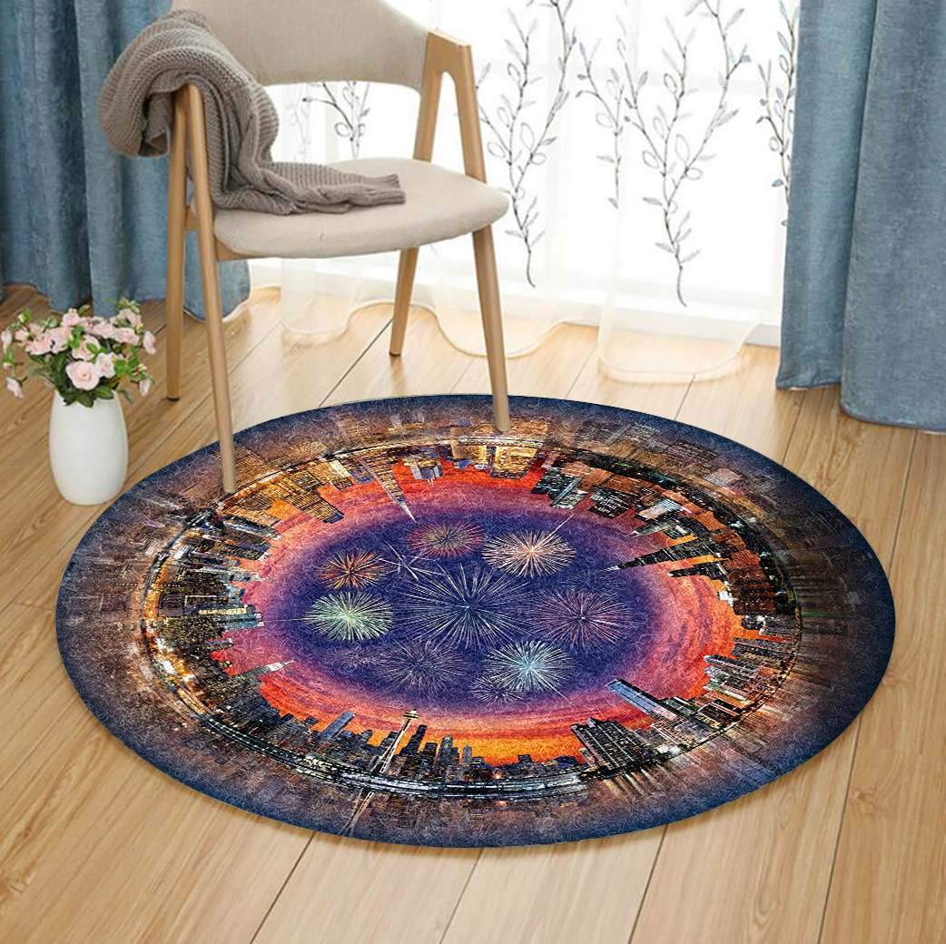 City And Fireworks Limited Edition Round Rug