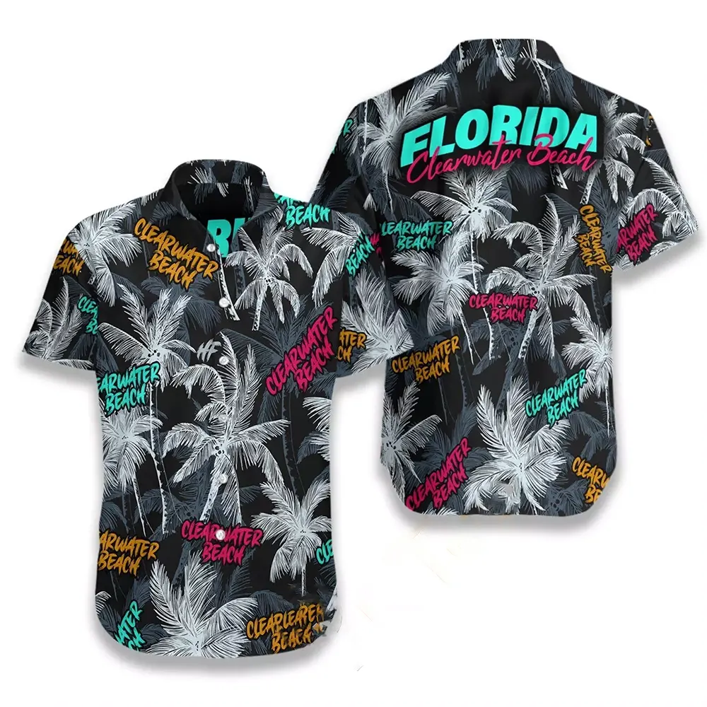 Clearwater Beach Coconut Tree Seamless Hawaiian shirts