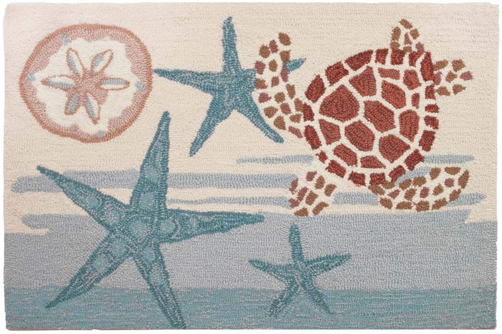 Vintage Coastal Turtle And Starfish Limited Edition Rug