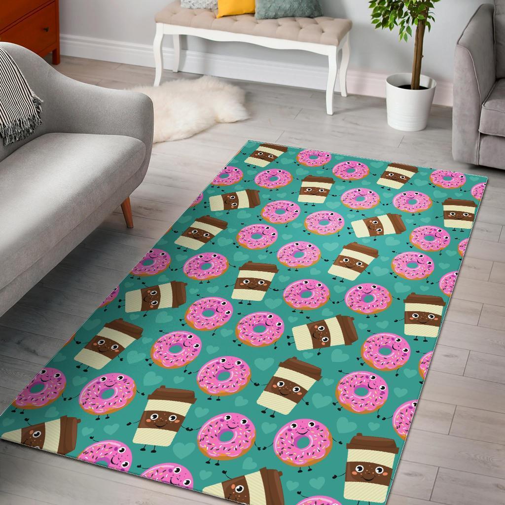 Coffee Donut Pattern Print Area Limited Edition Rug 1 Coffee Donut Pattern Print Area Limited Edition Rug