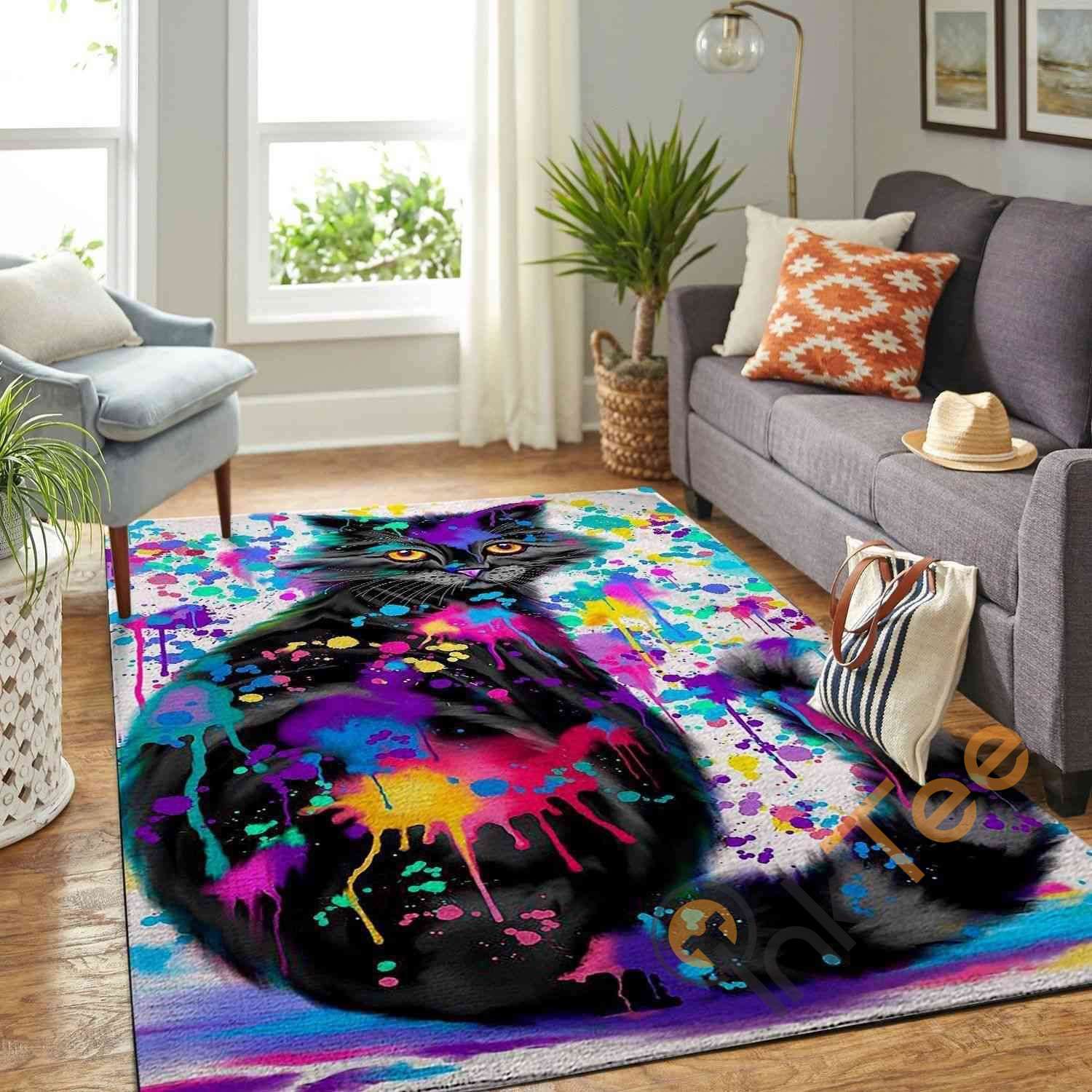 Colorful Cat Area Rug 1 Colorful Cat Area Rug