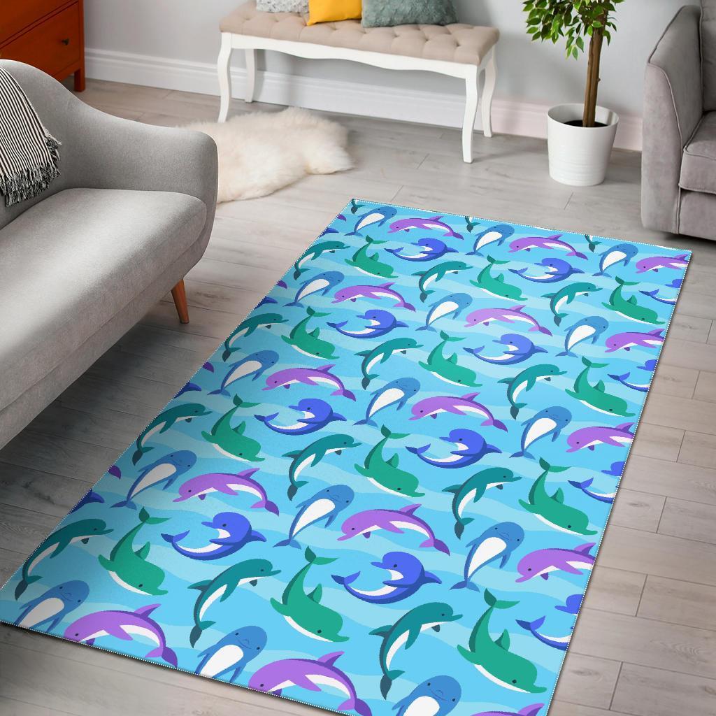 Colorful Dolphin Pattern Print Area Limited Edition Rug 2 Colorful Dolphin Pattern Print Area Limited Edition Rug