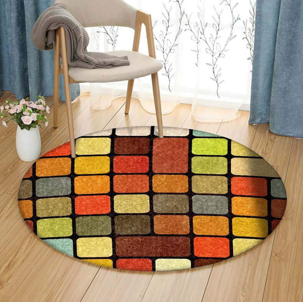 Colorful Geometric Limited Edition Round Rug