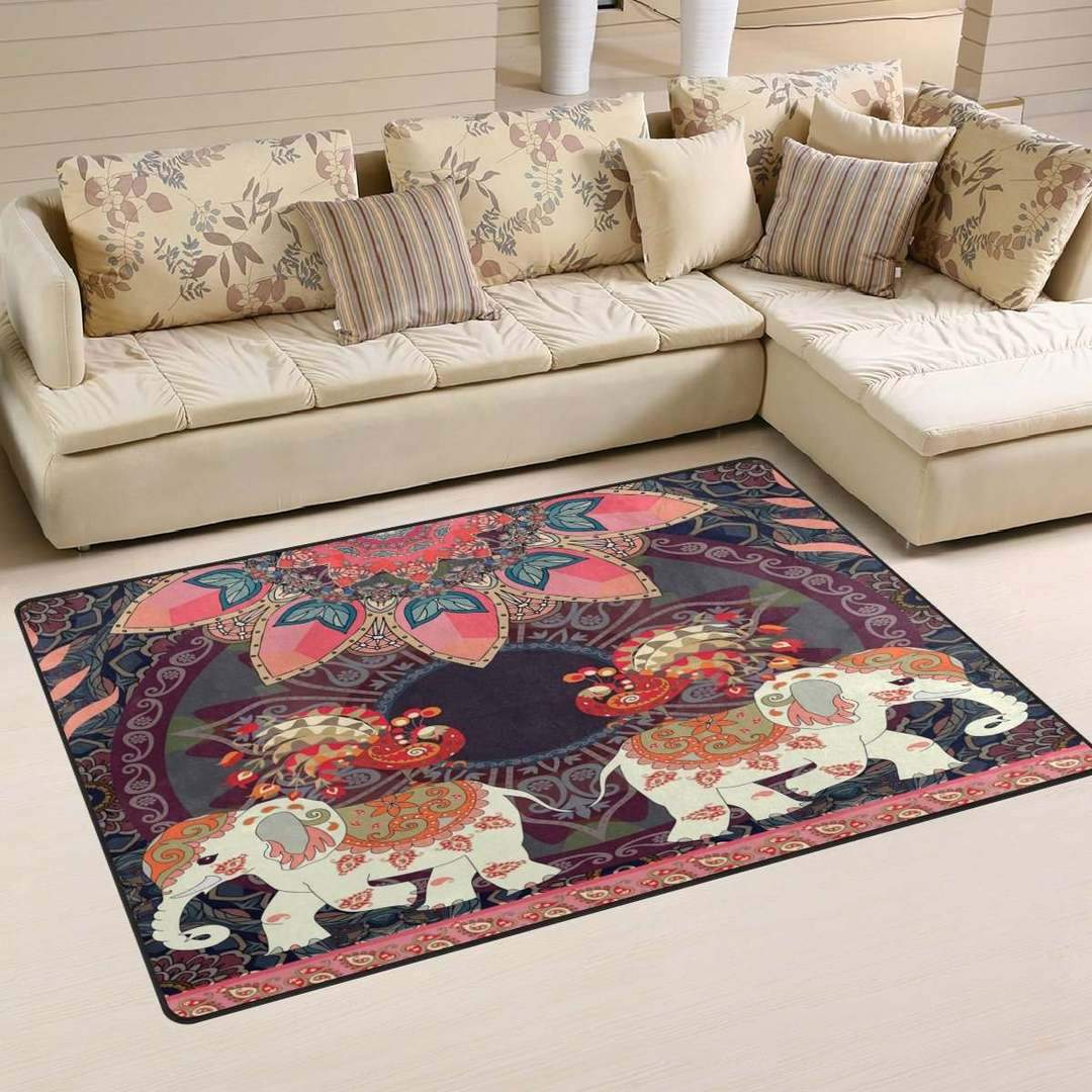 Colorful Indian Mandala Elephant Limited Edition Rug 2 Colorful Indian Mandala Elephant Limited Edition Rug