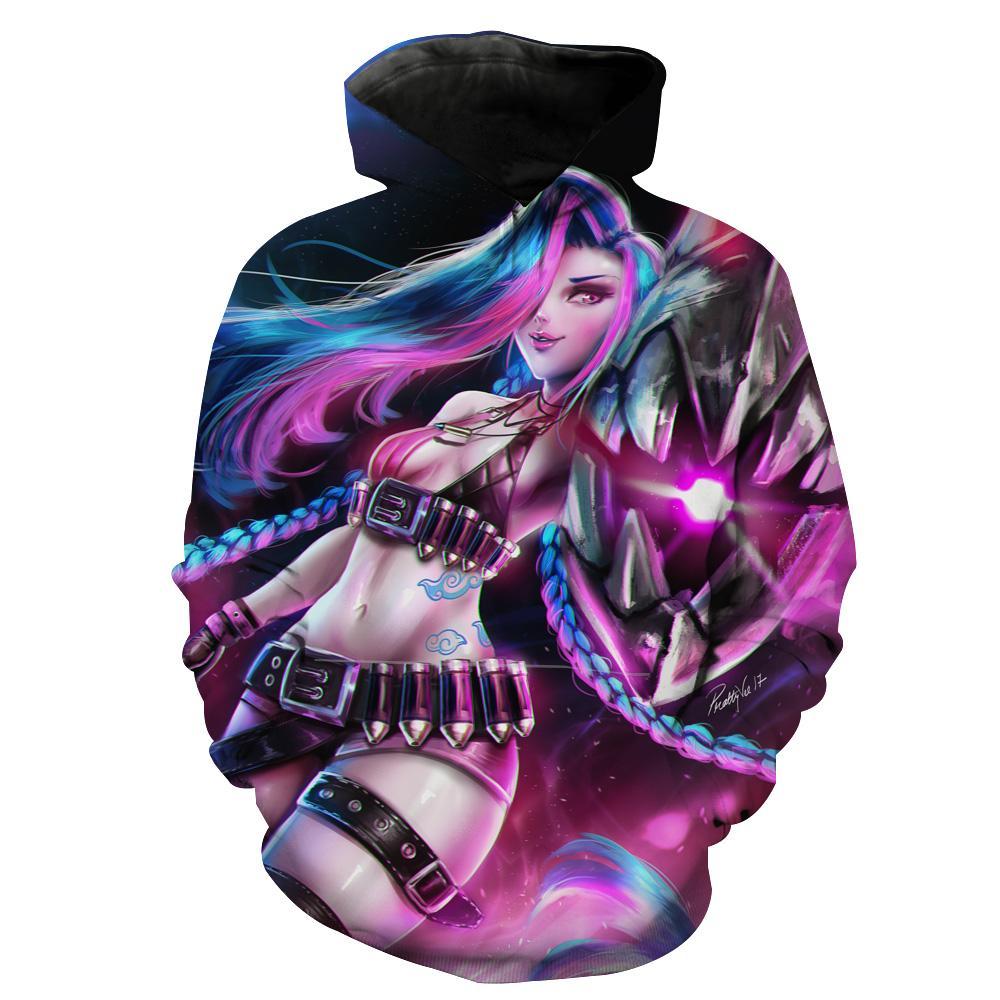 Colorful Jinx League Of Legends Jinx Apparel Hoodie 3D 2 Colorful Jinx League Of Legends Jinx Apparel Hoodie 3D
