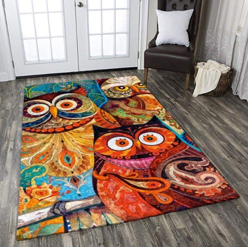 Retro Vibrant Mandala Owls Limited Edition Rug