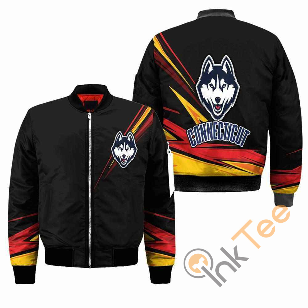 Connecticut Huskies NCAA Black Apparel Best Christmas Gift For Fans Bomber Jacket