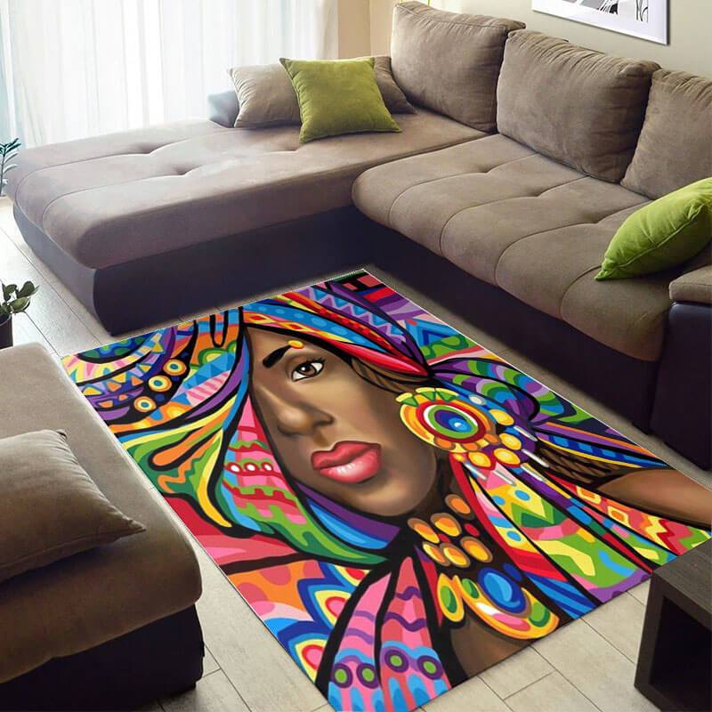 Cool African Style Beautiful Afrocentric Afro Girl Large Rug 1 Cool African Style Beautiful Afrocentric Afro Girl Large Rug