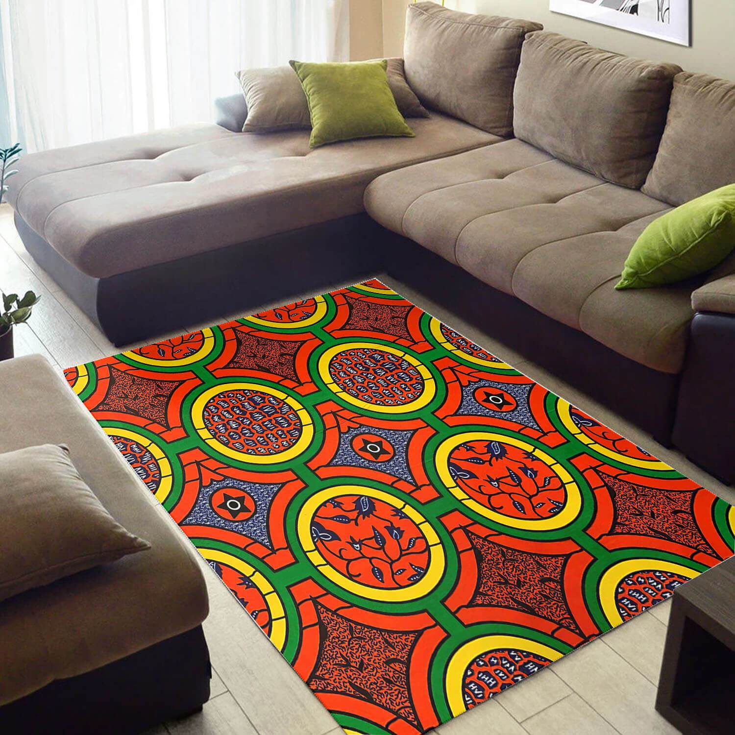 Cool African Pattern Themed Living Room Rug