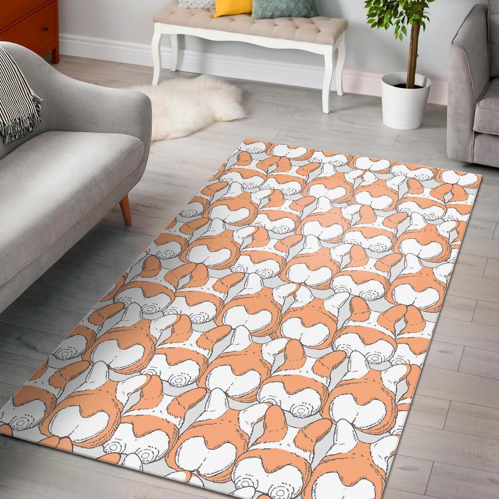 Corgi Butt Seamless Pattern Print Area Limited Edition Rug