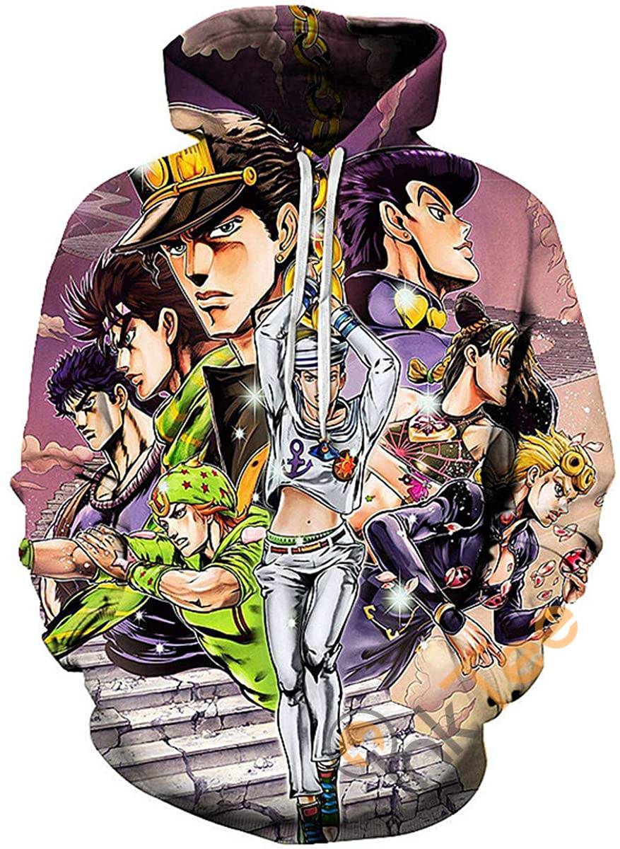 Cosplay Jojo’s Bizarre Adventure Print Pullover With Front Pocket Hoodie 3D