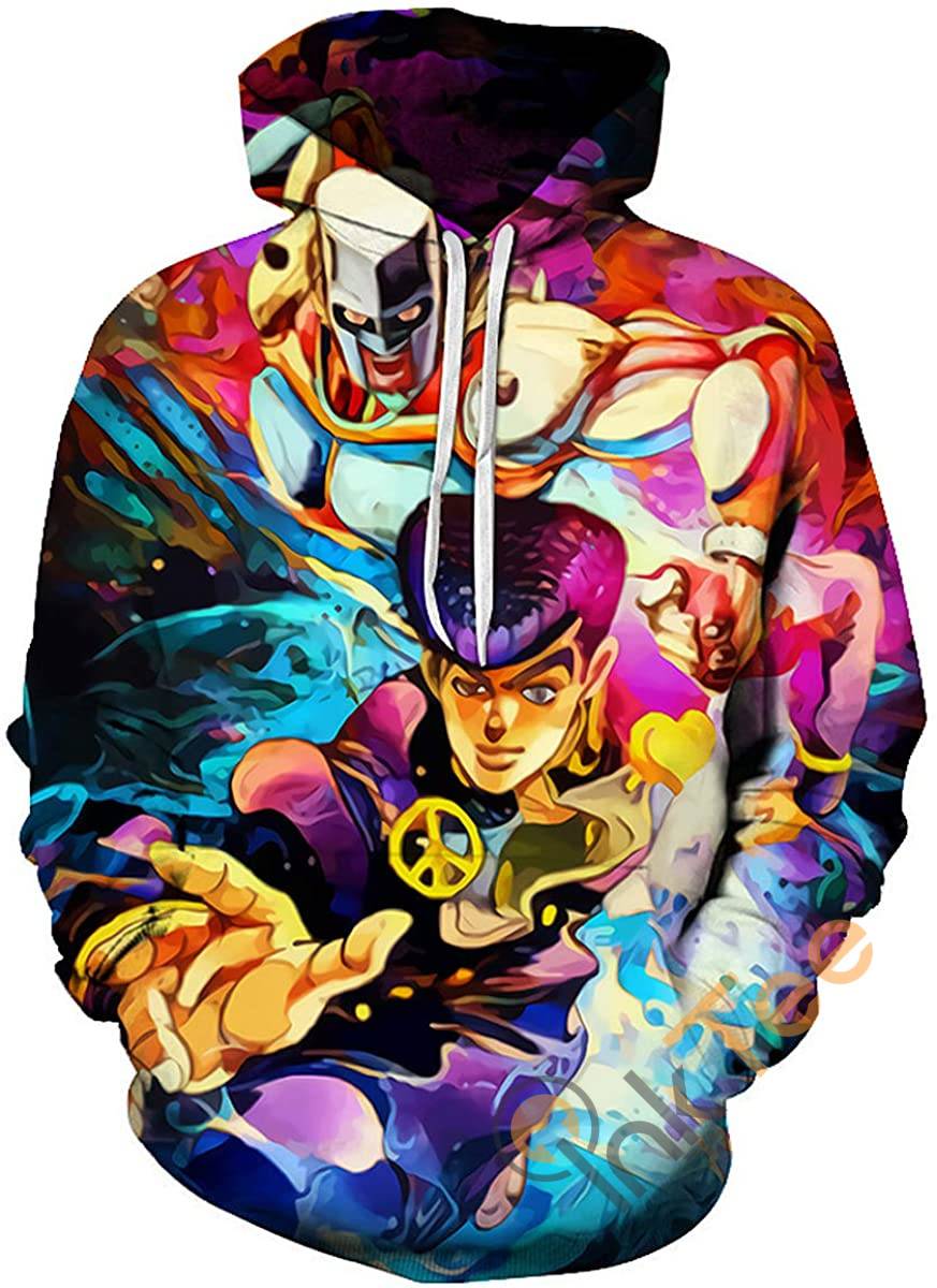 Cosplay Jojo’s Bizarre Adventure Print Pullover With Front Pocket Hoodie 3D