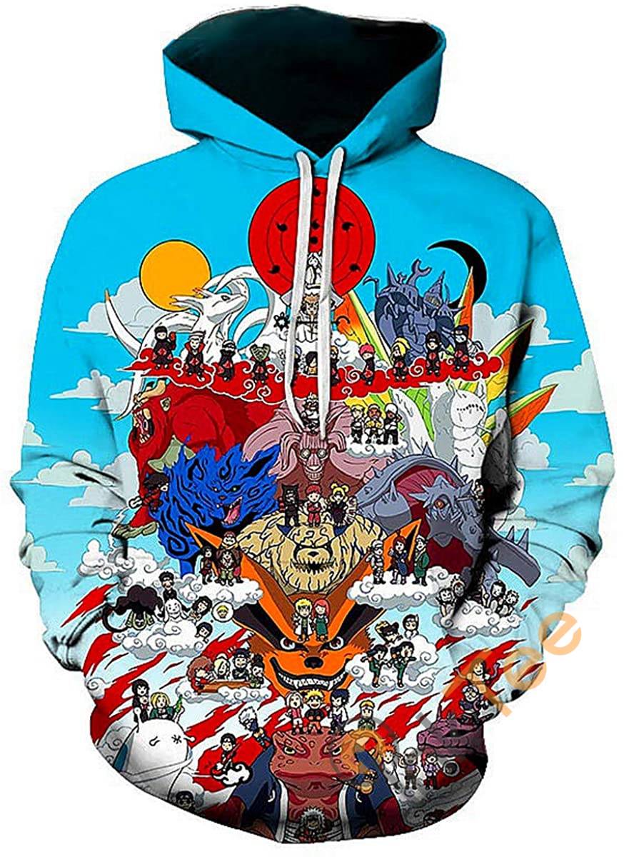 Cosplay Naruto Print Pullover With Front Pocket Hoodie 3D