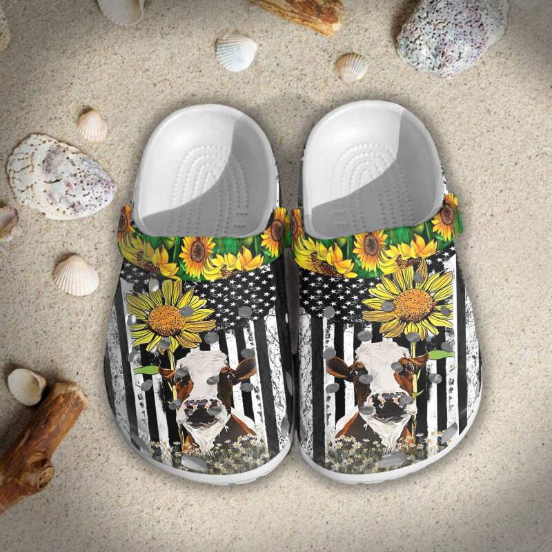 Cow Sunflowers Crocs Clog Shoes