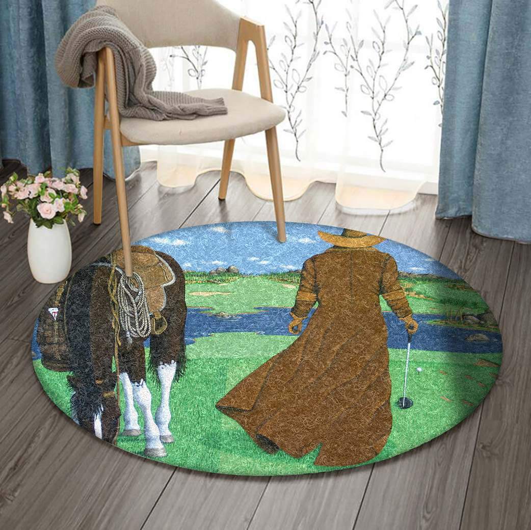 Cowboy And Golf Limited Edition Round Rug 6 Cowboy And Golf Limited Edition Round Rug