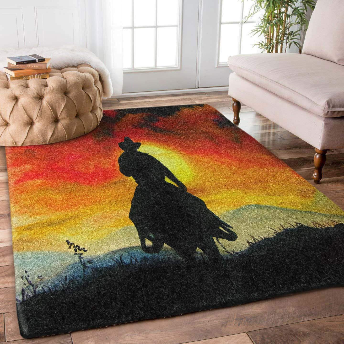 Sunset Cowboy Silhouette Limited Edition Rug