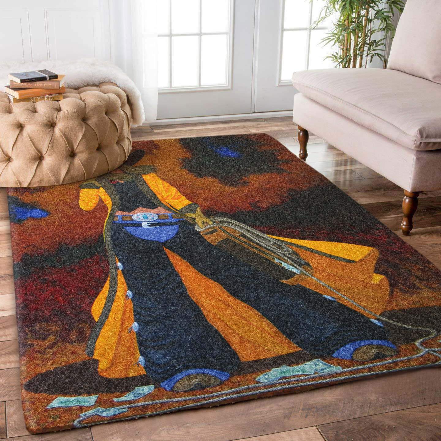 Enchanted Cowgirl In The Yellow Slicker Limited Edition Rug