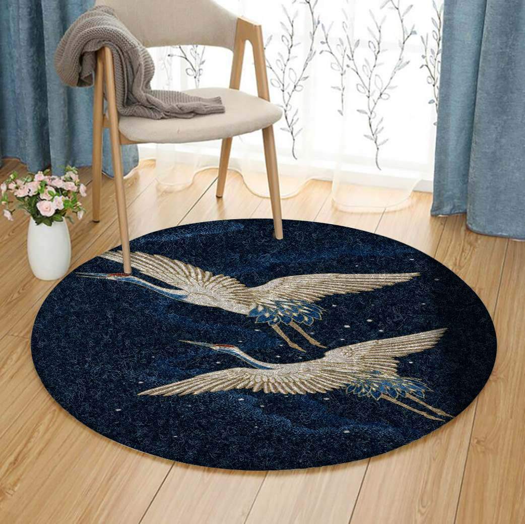 Crane Bird Limited Edition Round Rug 7 Crane Bird Limited Edition Round Rug