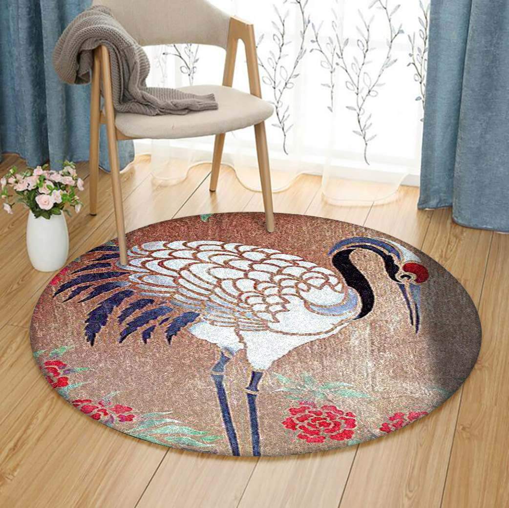 Crane Bird Limited Edition Round Rug 1 Crane Bird Limited Edition Round Rug