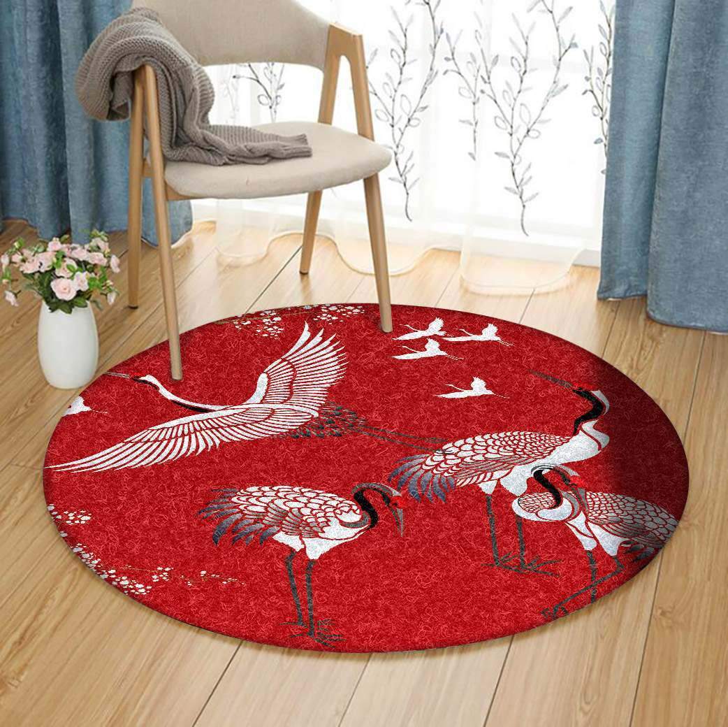 Crane Bird Limited Edition Round Rug 4 Crane Bird Limited Edition Round Rug