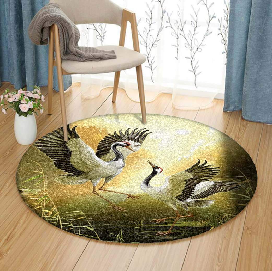 Crane Bird Limited Edition Round Rug 5 Crane Bird Limited Edition Round Rug