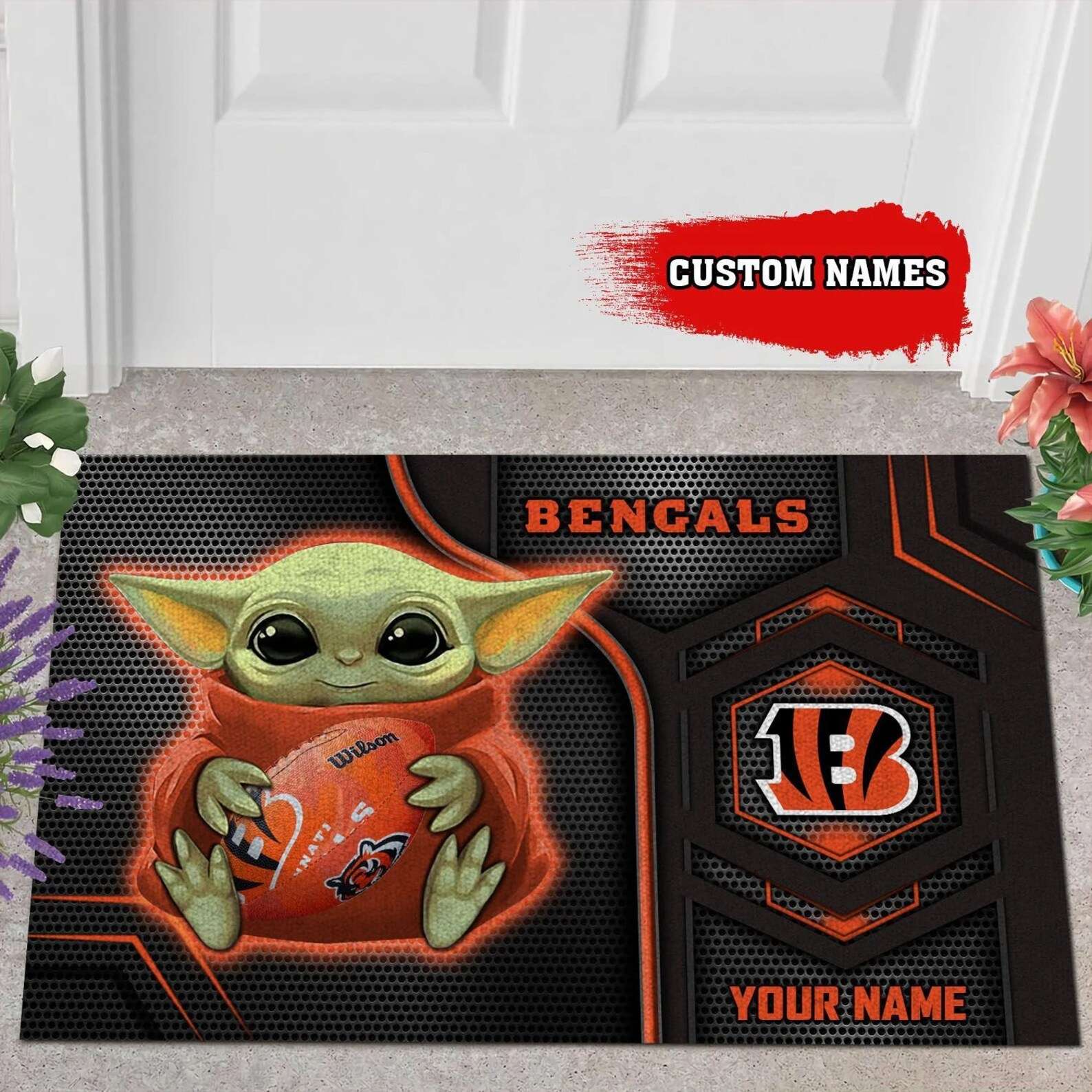 Custom Baby Yoda Cincinnati Bengals Doormat