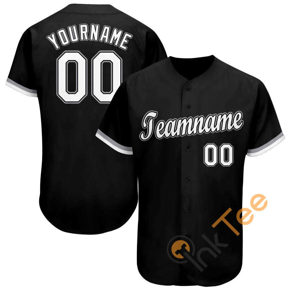Custom Black White Gray Baseball Jersey 2 Custom Black White Gray Baseball Jersey
