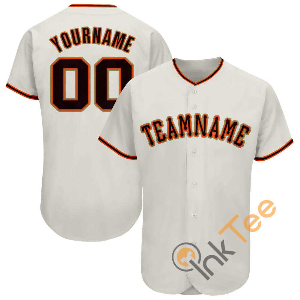 Custom Cream Black Orange Baseball Jersey 8 Custom Cream Black Orange Baseball Jersey