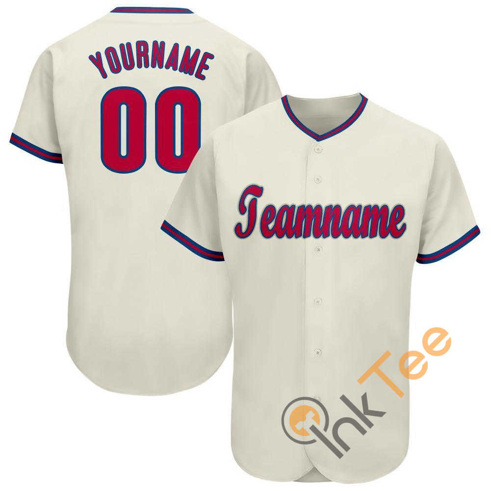 Custom Cream Red Royal Baseball Jersey