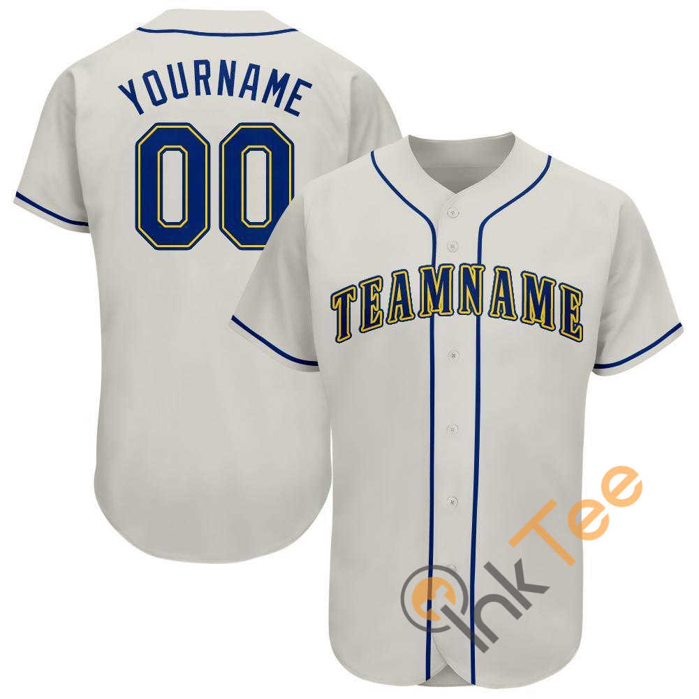 Custom Cream Royal Gold Baseball Jersey