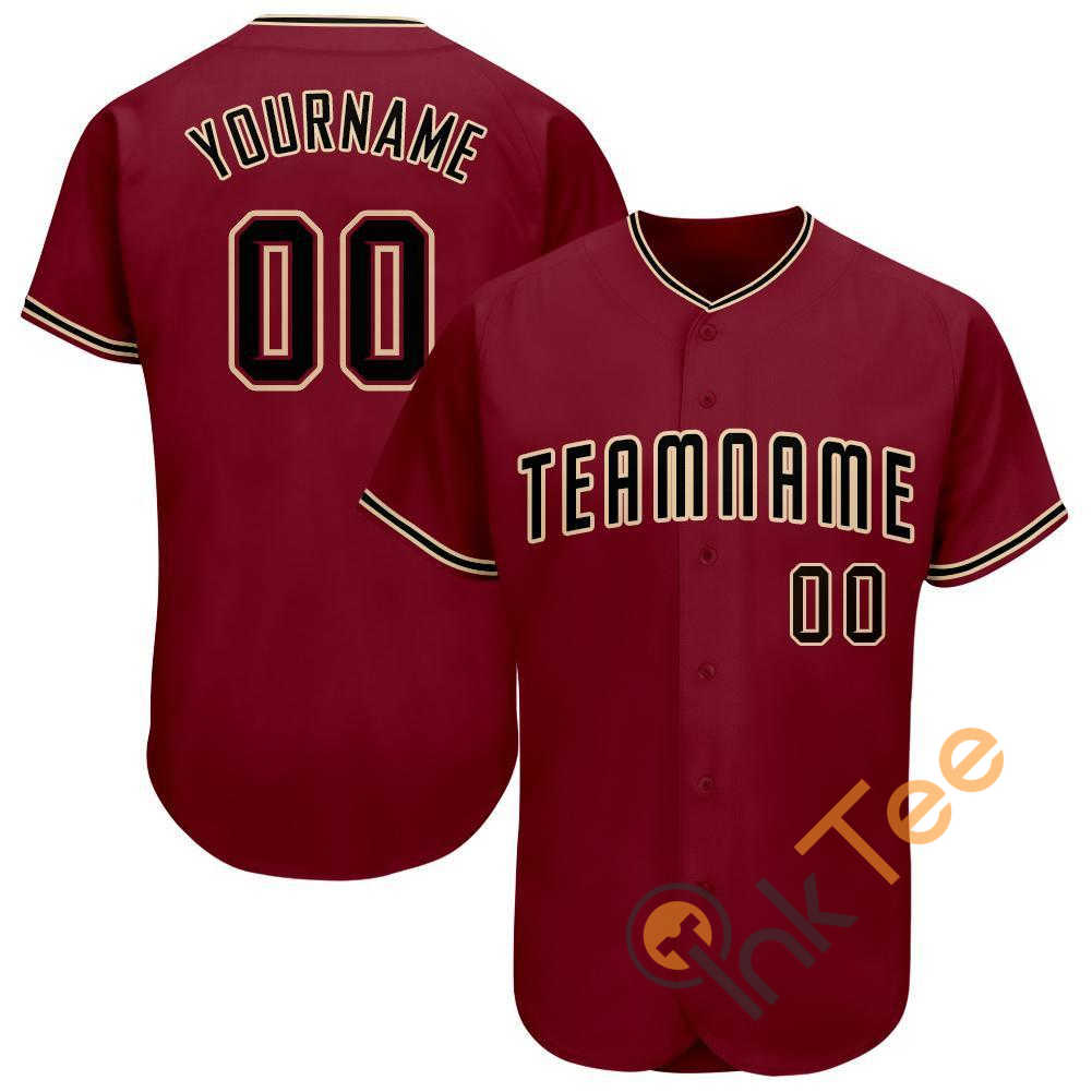 Custom Crimson Black Khaki Baseball Jersey 4 Custom Crimson Black Khaki Baseball Jersey
